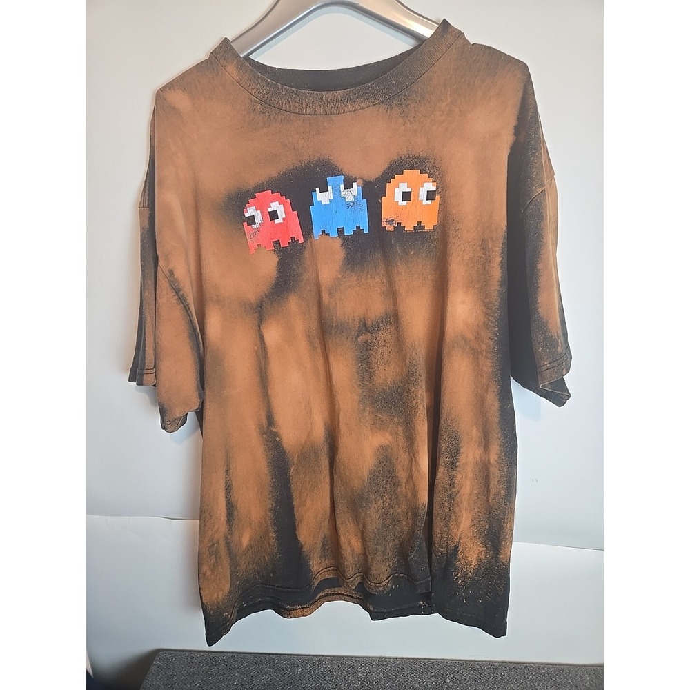 Vintage Y2k Pac Man Ghosts T-Shirt Size Xl Hand Bleached Delta Atari Inky Blinky